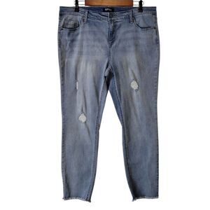 Buffalo David Bitton Jess  Light Blue Mid Rise Skinny Cropped Jeans